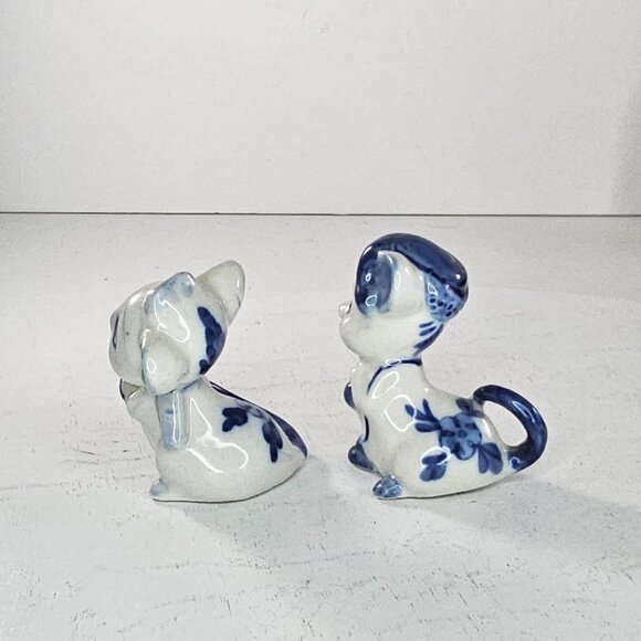 Vintage Blue White Ceramic Mouse Figurines Miniatures Collectible Set Of 2 - Picture 4 of 6